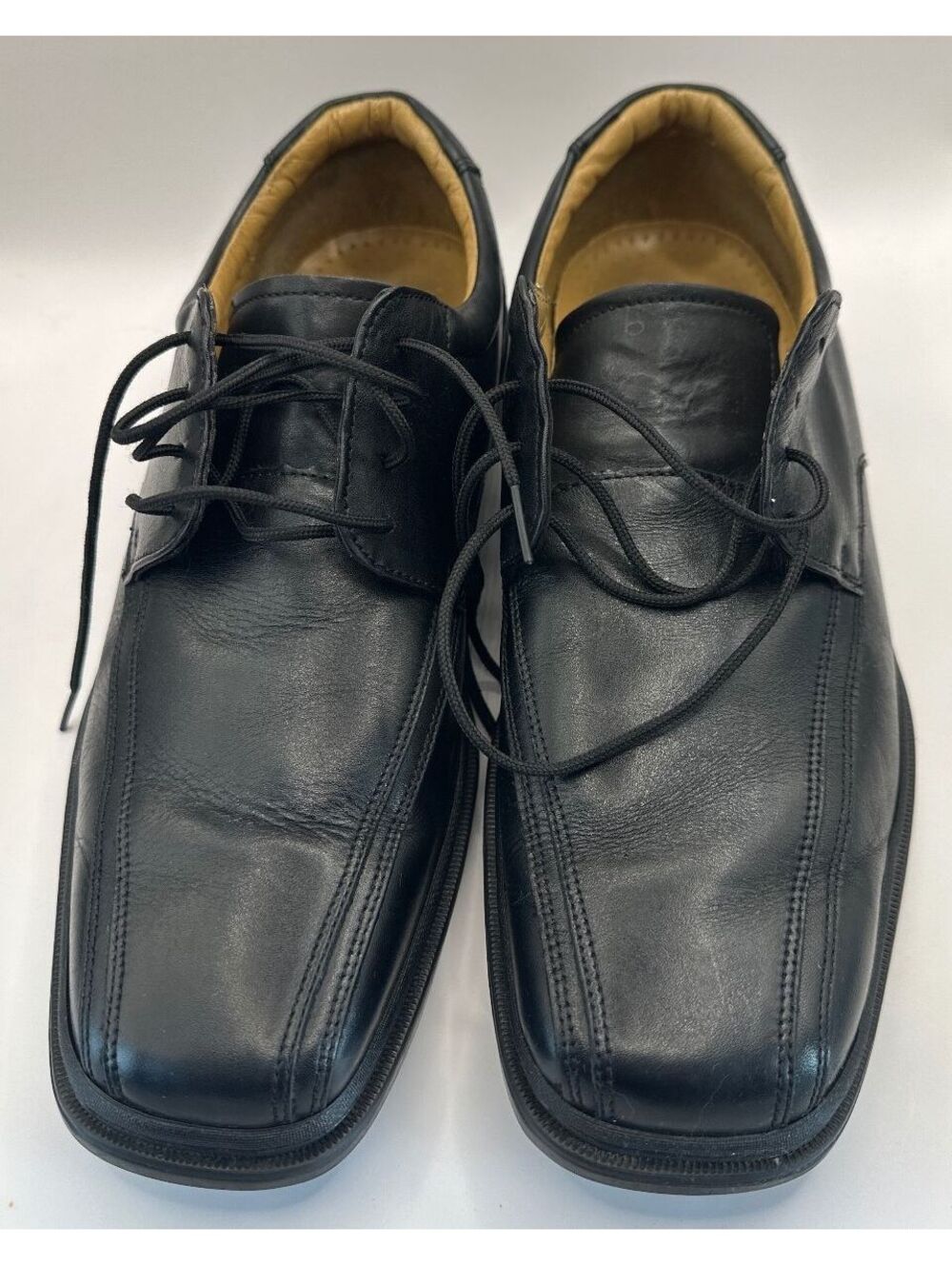 Mens Florsheim Black Leather Oxford Tie-Up Dress Shoes Size 9W